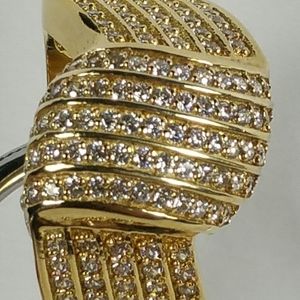 sz 9 DESIGNER FE CLEAR CZ GOLD 925 STERLING RING